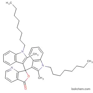 Molecular Structure of 89923-59-1 (Furo[3,4-b]pyridin-5(7H)-one, 7,7-bis(2-methyl-1-octyl-1H-indol-3-yl)-)