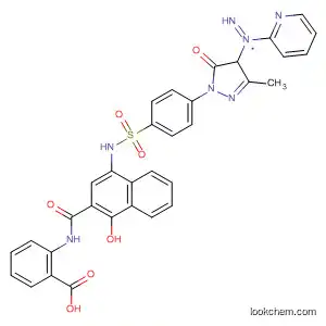 Molecular Structure of 92339-21-4 (Benzoic acid,
2-[[[4-[[[4-[4,5-dihydro-3-methyl-5-oxo-4-(2-pyridinylazo)-1H-pyrazol-1-yl
]phenyl]sulfonyl]amino]-1-hydroxy-2-naphthalenyl]carbonyl]amino]-)