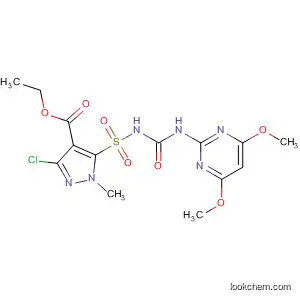 Molecular Structure of 100784-18-7 (1H-Pyrazole-4-carboxylic acid,
3-chloro-5-[[[[(4,6-dimethoxy-2-pyrimidinyl)amino]carbonyl]amino]sulfon
yl]-1-methyl-, ethyl ester)
