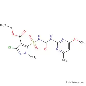Molecular Structure of 100784-21-2 (1H-Pyrazole-4-carboxylic acid,
3-chloro-5-[[[[(4-methoxy-6-methyl-2-pyrimidinyl)amino]carbonyl]amino]
sulfonyl]-1-methyl-, ethyl ester)
