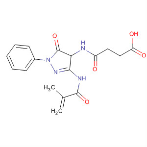 Molecular Structure of 107761-12-6 (Butanoic acid,
4-[[4,5-dihydro-3-[(2-methyl-1-oxo-2-propenyl)amino]-5-oxo-1-phenyl-1
H-pyrazol-4-yl]amino]-4-oxo-)