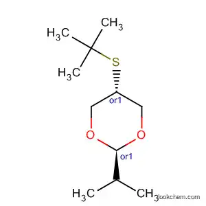 Molecular Structure of 109151-28-2 (1,3-Dioxane, 5-[(1,1-dimethylethyl)thio]-2-(1-methylethyl)-, trans-)