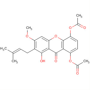 Molecular Structure of 110187-12-7 (9H-Xanthen-9-one,
5,8-bis(acetyloxy)-1-hydroxy-3-methoxy-2-(3-methyl-2-butenyl)-)