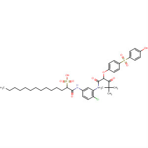 Molecular Structure of 111275-30-0 (2-Tetradecanesulfonic acid,
1-[[4-chloro-3-[[2-[4-[(4-hydroxyphenyl)sulfonyl]phenoxy]-4,4-dimethyl-1,
3-dioxopentyl]amino]phenyl]amino]-1-oxo-)