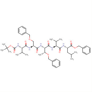 Molecular Structure of 111974-21-1 (L-Leucine,
N-[N-[N-[N-[N-[(1,1-dimethylethoxy)carbonyl]-L-valyl]-O-(phenylmethyl)-L-
seryl]-O-(phenylmethyl)-L-threonyl]-L-valyl]-, phenylmethyl ester)