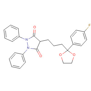 Molecular Structure of 111982-51-5 (3,5-Pyrazolidinedione,
4-[3-[2-(4-fluorophenyl)-1,3-dioxolan-2-yl]propyl]-1,2-diphenyl-)