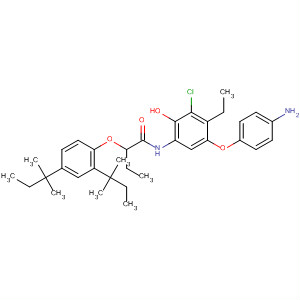 Molecular Structure of 112303-48-7 (Butanamide,
N-[5-(4-aminophenoxy)-3-chloro-4-ethyl-2-hydroxyphenyl]-2-[2,4-bis(1,1
-dimethylpropyl)phenoxy]-)