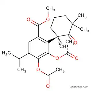Molecular Structure of 112470-91-4 (Benzoic acid,
3,4-bis(acetyloxy)-5-(1-methylethyl)-2-(1,3,3-trimethyl-2-oxocyclohexyl)-,
methyl ester, (R)-)