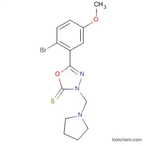 Molecular Structure of 112584-61-9 (1,3,4-Oxadiazole-2(3H)-thione,
5-(2-bromo-5-methoxyphenyl)-3-(1-pyrrolidinylmethyl)-)