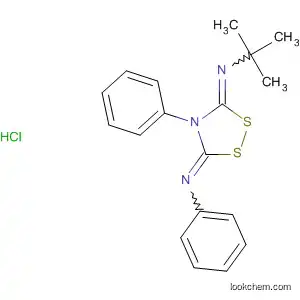 Molecular Structure of 112664-50-3 (Benzenamine,
N-[5-[(1,1-dimethylethyl)imino]-4-phenyl-1,2,4-dithiazolidin-3-ylidene]-,
monohydrochloride)