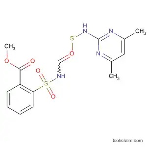 Molecular Structure of 112941-39-6 (Benzoic acid,
2-[[[[(4,6-dimethyl-2-pyrimidinyl)amino]thioxomethyl]amino]sulfonyl]-,
methyl ester)