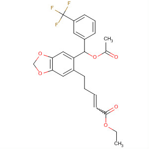 Molecular Structure of 114086-42-9 (2-Pentenoic acid,
5-[6-[(acetyloxy)[3-(trifluoromethyl)phenyl]methyl]-1,3-benzodioxol-5-yl]-,
ethyl ester)