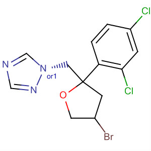 Molecular Structure of 114544-81-9 (1H-1,2,4-Triazole,
1-[[4-bromo-2-(2,4-dichlorophenyl)tetrahydro-2-furanyl]methyl]-, trans-)