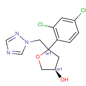 Molecular Structure of 114544-83-1 (3-Furanol,
5-(2,4-dichlorophenyl)tetrahydro-5-(1H-1,2,4-triazol-1-ylmethyl)-, trans-)