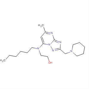 Molecular Structure of 114559-98-7 (Ethanol,
2-[hexyl[5-methyl-2-(1-piperidinylmethyl)[1,2,4]triazolo[1,5-a]pyrimidin-7
-yl]amino]-)