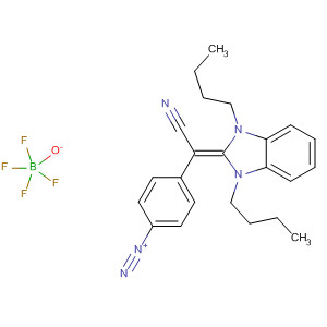Molecular Structure of 115333-27-2 (Benzenediazonium,
4-[cyano(1,3-dibutyl-1,3-dihydro-2H-benzimidazol-2-ylidene)methyl]-,
tetrafluoroborate(1-))