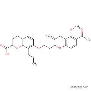 Molecular Structure of 120072-40-4 (2H-1-Benzopyran-2-carboxylic acid,
7-[3-[4-acetyl-3-methoxy-2-(2-propenyl)phenoxy]propoxy]-3,4-dihydro-8-
propyl-)