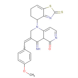 Molecular Structure of 120621-86-5 (5H-Benzothiazolo[3,2-g]-1,6-naphthyridin-5-one,
1,2,3,4-tetrahydro-4-imino-3-[(4-methoxyphenyl)methylene]-2-thioxo-)
