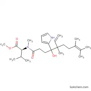 Molecular Structure of 121587-52-8 (L-Valine,
N-[5-ethenyl-4-hydroxy-5,8,9-trimethyl-1-oxo-4-(1H-pyrrol-2-yl)-8-decen
yl]-N-methyl-, methyl ester)