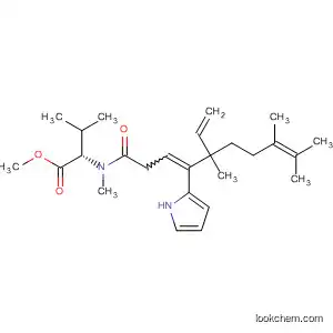 Molecular Structure of 121587-53-9 (L-Valine,
N-[5-ethenyl-5,8,9-trimethyl-1-oxo-4-(1H-pyrrol-2-yl)-3,8-decadienyl]-N-
methyl-, methyl ester)