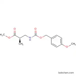 Molecular Structure of 132605-97-1 (Propanoic acid,
3-[[[(4-methoxyphenyl)methoxy]carbonyl]amino]-2-methyl-, methyl ester,
(R)-)