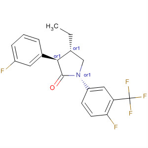 Molecular Structure of 132760-94-2 (2-Pyrrolidinone,
4-ethyl-3-(3-fluorophenyl)-1-[4-fluoro-3-(trifluoromethyl)phenyl]-, trans-)