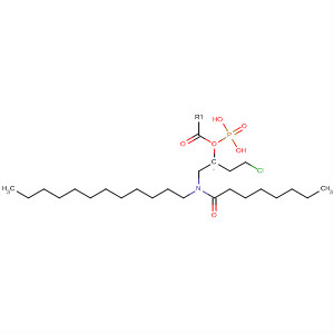 Molecular Structure of 132806-42-9 (Phosphonic acid, [2-[dodecyl(1-oxooctyl)amino]ethyl]-,
mono(2-chloroethyl) ester)