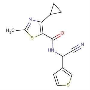 Molecular Structure of 136203-89-9 (5-Thiazolecarboxamide,
N-(cyano-3-thienylmethyl)-4-cyclopropyl-2-methyl-)
