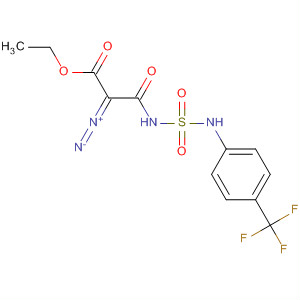 Molecular Structure of 137017-32-4 (Propanoic acid,
2-diazo-3-oxo-3-[[[[4-(trifluoromethyl)phenyl]amino]sulfonyl]amino]-, ethyl
ester)