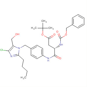 Molecular Structure of 137685-92-8 (Butanoic acid,
4-[[4-[[2-butyl-4-chloro-5-(hydroxymethyl)-1H-imidazol-1-yl]methyl]phenyl
]amino]-4-oxo-3-[[(phenylmethoxy)carbonyl]amino]-, 1,1-dimethylethyl
ester, (S)-)