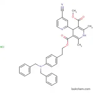 Molecular Structure of 138530-33-3 ([2,4'-Bipyridine]-3',5'-dicarboxylic acid,
4-cyano-1',4'-dihydro-2',6'-dimethyl-,
2-[4-[bis(phenylmethyl)amino]phenyl]ethyl methyl ester, hydrochloride)