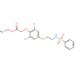 Molecular Structure of 141266-78-6 (Acetic acid,
[2,6-dichloro-4-[[2-[(phenylsulfonyl)amino]ethyl]thio]phenoxy]-, ethyl ester)