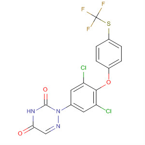 Molecular Structure of 141548-36-9 (1,2,4-Triazine-3,5(2H,4H)-dione,
2-[3,5-dichloro-4-[4-[(trifluoromethyl)thio]phenoxy]phenyl]-)
