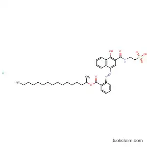 Molecular Structure of 141927-40-4 (Benzoic acid,
2-[[4-hydroxy-3-[[(2-sulfoethyl)amino]carbonyl]-1-naphthalenyl]azo]-,
1-sec-hexadecyl ester, monopotassium salt)