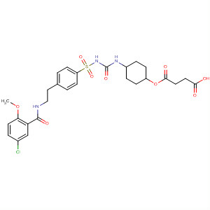 Molecular Structure of 142768-75-0 (Butanedioic acid,
mono[4-[[[[[4-[2-[(5-chloro-2-methoxybenzoyl)amino]ethyl]phenyl]sulfonyl
]amino]carbonyl]amino]cyclohexyl] ester, trans-)