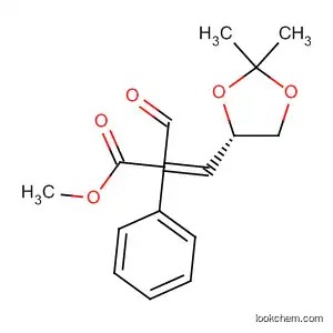 Molecular Structure of 143264-84-0 (Benzenepropanoic acid,
a-[(2,2-dimethyl-1,3-dioxolan-4-yl)methylene]-b-oxo-, methyl ester, (S)-)