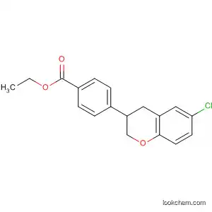 Molecular Structure of 143288-32-8 (Benzoic acid, 4-(6-chloro-3,4-dihydro-2H-1-benzopyran-3-yl)-, ethyl
ester)