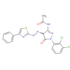 Molecular Structure of 143727-10-0 (Acetamide,
N-[1-(2,3-dichlorophenyl)-4,5-dihydro-5-oxo-4-[(4-phenyl-2-thiazolyl)azo
]-1H-pyrazol-3-yl]-)