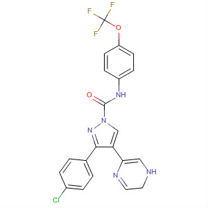 Molecular Structure of 146272-87-9 (1H-Pyrazole-1-carboxamide,
3-(4-chlorophenyl)-4,5-dihydro-4-pyrazinyl-N-[4-(trifluoromethoxy)phenyl
]-)