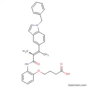 Molecular Structure of 146326-55-8 (Butanoic acid,
4-[2-[[2-methyl-1-oxo-3-[1-(phenylmethyl)-1H-indol-5-yl]-2-butenyl]amino
]phenoxy]-, (E)-)