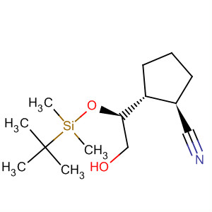 Molecular Structure of 150005-25-7 (Cyclopentanecarbonitrile,
2-[(1S)-1-[[(1,1-dimethylethyl)dimethylsilyl]oxy]-2-hydroxyethyl]-,
(1R,2R)-)