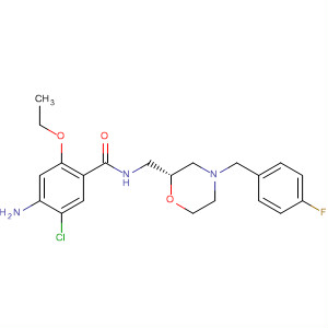 Molecular Structure of 156925-24-5 (Benzamide,
4-amino-5-chloro-2-ethoxy-N-[[4-[(4-fluorophenyl)methyl]-2-morpholinyl]
methyl]-, (R)-)