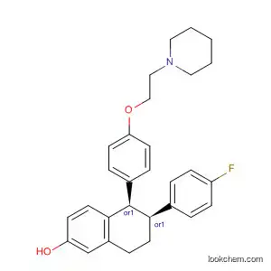 Molecular Structure of 180915-84-8 (2-Naphthalenol,
6-(4-fluorophenyl)-5,6,7,8-tetrahydro-5-[4-[2-(1-piperidinyl)ethoxy]phenyl
]-, (5R,6S)-rel-)