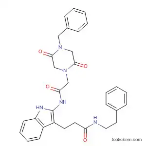 Molecular Structure of 183008-82-4 (1H-Indole-3-propanamide,
a-[[[2,5-dioxo-4-(phenylmethyl)-1-piperazinyl]acetyl]amino]-N-(2-phenyl
ethyl)-)