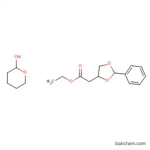 Molecular Structure of 183606-15-7 (1,3-Dioxolane-4-acetic acid,
2-phenyl-a-[(tetrahydro-2H-pyran-2-yl)oxy]-, ethyl ester)