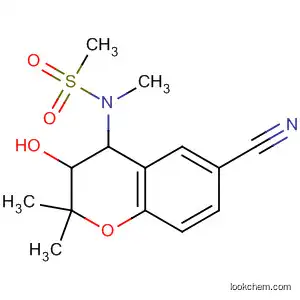 Molecular Structure of 184475-25-0 (Methanesulfonamide,
N-(6-cyano-3,4-dihydro-3-hydroxy-2,2-dimethyl-2H-1-benzopyran-4-yl)-
N-methyl-, trans-)