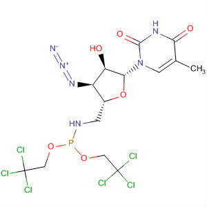 Molecular Structure of 184839-43-8 (Thymidine,
3'-azido-5'-[[bis(2,2,2-trichloroethoxy)phosphinyl]amino]-3',5'-dideoxy-)