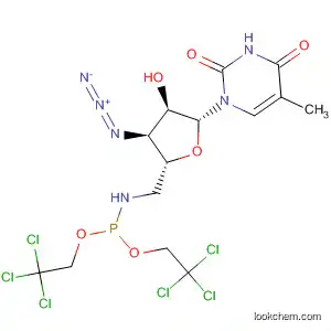 Molecular Structure of 184839-43-8 (Thymidine,
3'-azido-5'-[[bis(2,2,2-trichloroethoxy)phosphinyl]amino]-3',5'-dideoxy-)