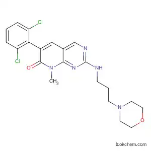 Molecular Structure of 185039-56-9 (Pyrido[2,3-d]pyrimidin-7(8H)-one,
6-(2,6-dichlorophenyl)-8-methyl-2-[[3-(4-morpholinyl)propyl]amino]-)