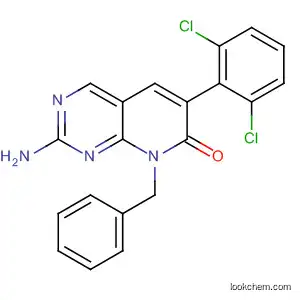 Molecular Structure of 185040-09-9 (Pyrido[2,3-d]pyrimidin-7(8H)-one,
2-amino-6-(2,6-dichlorophenyl)-8-(phenylmethyl)-)
